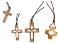 Four wooden cross isolated