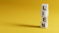 Four wooden elements arranged in stack with word LIEN on them, space for text.close up of wooden elements, Royalty Free Stock Photo