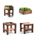 Wooden Raised Garden Beds. 3D Rendering