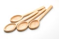 Four wooden spoons isolated