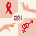 four world aids day icons