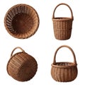 Four woven baskets isolated on white background Royalty Free Stock Photo