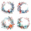 Four wreaths with different flowers and berries Royalty Free Stock Photo