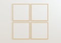 Four 10x10 Square Wood Frame mockup on white wall