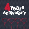 Four years anniversary greeting card. Vector design for print, invitation