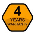 Four years warranty icon, badge seal guarantee certificate customer sign, stamp vector illustration