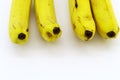 Parts of bananas on white background Royalty Free Stock Photo