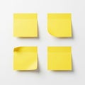 Four yellow post-it notes isolated on white background Royalty Free Stock Photo