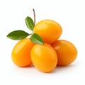 Four Yellow Tangerines In Neogeo Style On White Background