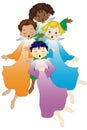 Four young flying angels sing in chorus Royalty Free Stock Photo