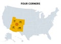 Four Corners, a region of the Southwestern United States, political map