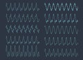 Fourier Waves diagram - visualization of acoustic oscillation types - nature of sound - vector concept of waveform signal types Royalty Free Stock Photo