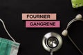 Fournier Gangrene on top view black table and Healthcare/medical concept