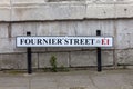 Fournier Street road sign in Whitechapel Tower Hamlets London Royalty Free Stock Photo