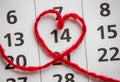 Fourteen day mark in the calendar. Valentine`s day