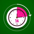 Fourteen 14 Minutes Vector Analog Stopwatch Clock Icon