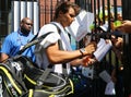 Fourteen times Grand Slam champion Rafael Nadal of Spain signing autographs after practice for US Open 2015