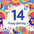 Fourteen 14 year birthday greeting card number