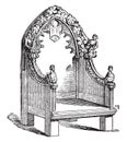 Fourteenth century chair, vintage engraving