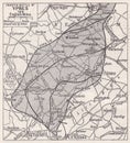 Vintage map of the Fourth Battle of Ypres 1918. Royalty Free Stock Photo