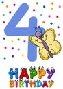 Fourth birthday cartoon card design