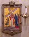 The fourth of the Fourteen Stations of the Cross inside Christ the King Church in Dallas, Texas. Royalty Free Stock Photo