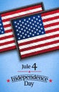 The fourth of July, American Independence Day vector greeting card. Jule 4. USA Flag on jeans fabric. Vector Royalty Free Stock Photo