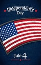 The fourth of July, American Independence Day vector greeting card. Jule 4. USA Flag on jeans fabric. Vector Royalty Free Stock Photo