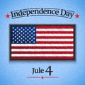 The fourth of July, American Independence Day vector greeting card. Jule 4. USA Flag on jeans fabric. Vector Royalty Free Stock Photo
