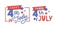 Fourth of July - American Independence Day vector illustration - 4th of July typographic design USA Royalty Free Stock Photo