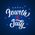 Fourth of July blue calligraphy banner