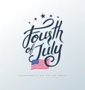 Fourth of july calligraphy vector illustration. Independence day USA banner template background.4th of July celebration. Royalty Free Stock Photo