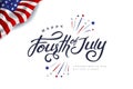 Fourth of july calligraphy vector illustration. Independence day USA banner template background.4th of July celebration.