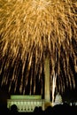 Fourth of July celebration with fireworks exploding over the Lincoln Memorial, Washington Monument and U.S. Capitol, Washington Royalty Free Stock Photo