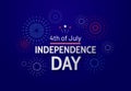 Fourth of July celebration in USA. Independence Day greeting banner with text and fireworks on blue background Royalty Free Stock Photo