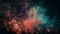 Fourth of July celebration vibrant colors, exploding fireworks, illuminated night generated by AI