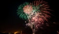 Fourth of July celebration vibrant colors, exploding fireworks, illuminated night generated by AI