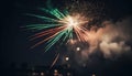 Fourth of July celebration: vibrant colors, exploding fireworks, illuminated night generative AI