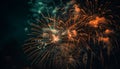 Fourth of July celebration: vibrant colors, exploding fireworks, illuminated night generative AI