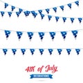 Fourth of July. Decoration set of USA flag stars garlands. 4th of July vector illustration.