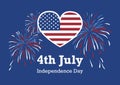 USA Independence Day American flag heart vector