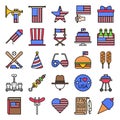 Fourth of July filled icon set 2, Independent day vector