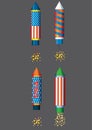 Fourth July fireworks rockets Fourth of July fireworks colorfull llustration for holiday celebration Independence day vector