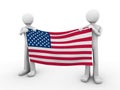 Fourth of July: holding US flag Royalty Free Stock Photo