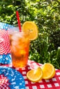Fourth of July iced tea with lemon summer picnic
