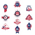 Fourth of july independence day badge collection. Vector illustration decorative design Royalty Free Stock Photo
