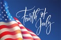 Fourth of July Independence Day poster or card template with american flag. Vector illustration Royalty Free Stock Photo