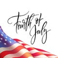 Fourth of July Independence Day poster or card template with american flag. Vector illustration Royalty Free Stock Photo