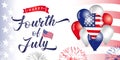 Fourth of july Independence day USA, vintage lettering with balloons Royalty Free Stock Photo