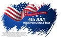 Fourth of July Independence Day. Vector illustration in grunge style Royalty Free Stock Photo